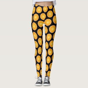 Legging Legal suculenta Padrão de fatias de fruta laranja