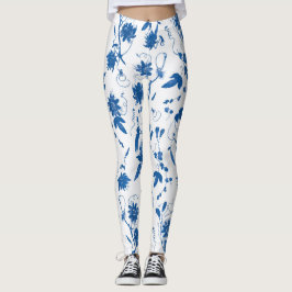 Legging Legal Toile Floral Azul Elegante Moderno