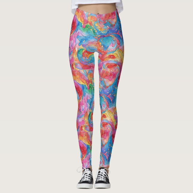Legging Legal Única Criativa Colorida Rainbow Watercolor (Frente)