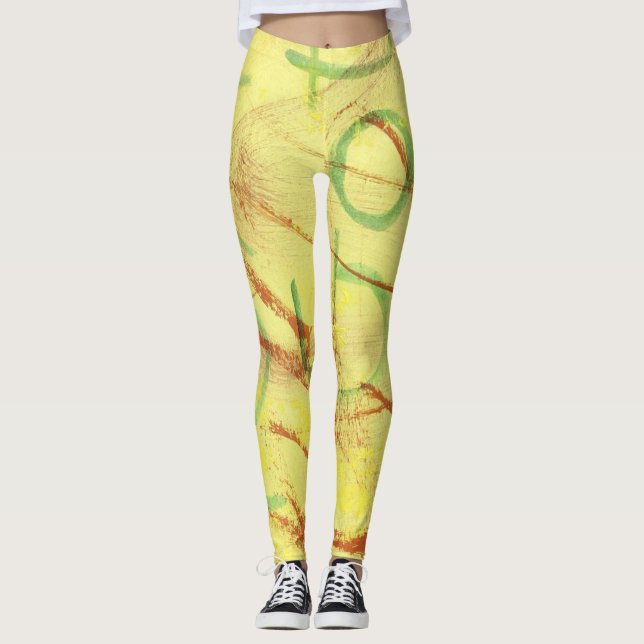 Legging Legenda amarela e verde desenhada. (Frente)