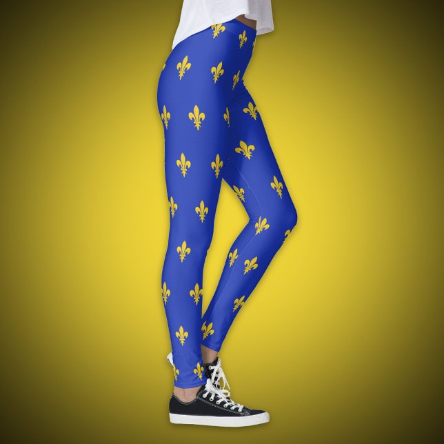 Legging Legenda azul real com Fleur de Lis dourado (Royal Blue Legging with gold Fleur de Lis)