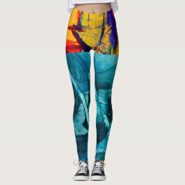 Legging Legenda de Aquarela de Abstrato de multicores mode