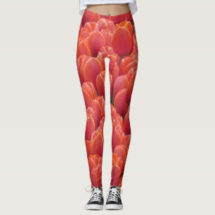 Legging Legenda de campo das tulipas vermelhas