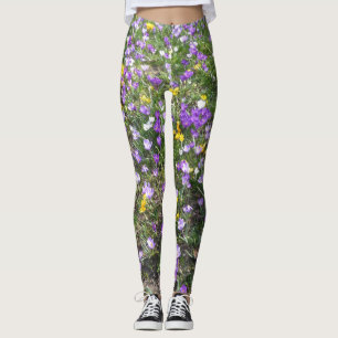 Legging Legenda de Flores de Mola de Crocus Multicolorida
