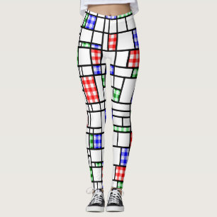Legging Legenda de Gingham Blue Red Green Art Grid