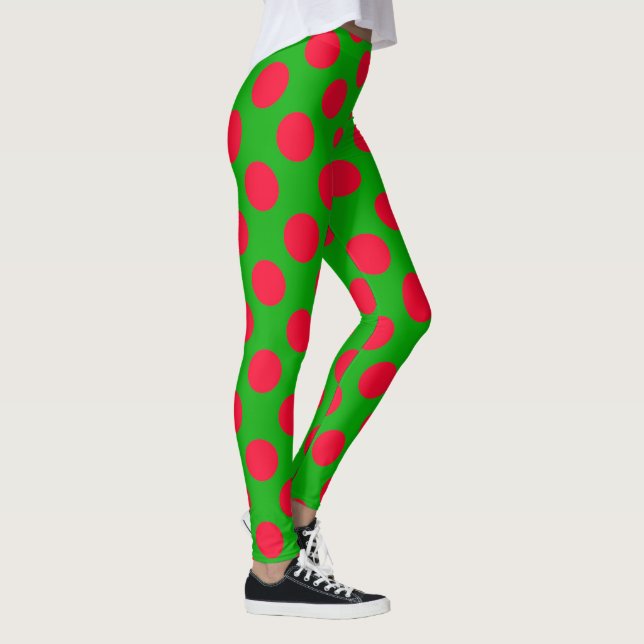 Legging Legenda de Natal da Bolinhas Vermelha Feriada Fres (Direita)