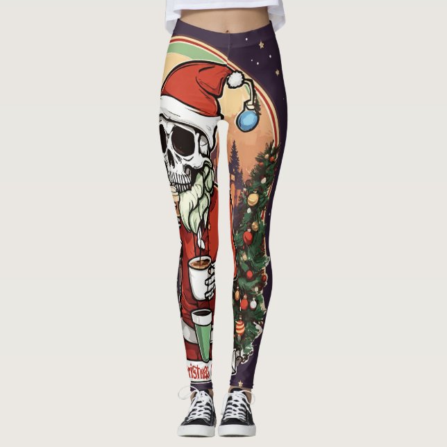 Legging Legenda de Natal do esqueleto (Frente)