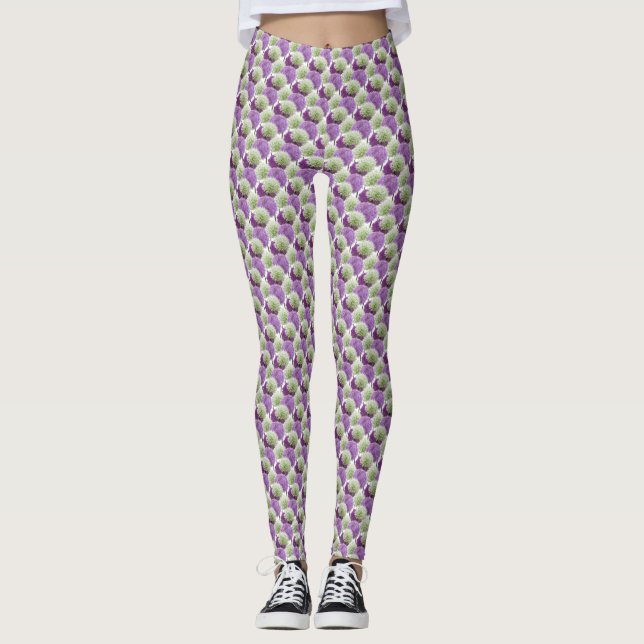 Legging Legenda de padrão das flores de Allium (Frente)