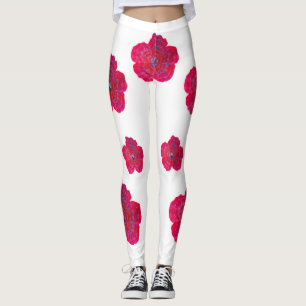 Legging Legenda de padrão de arte do Flor Vermelho