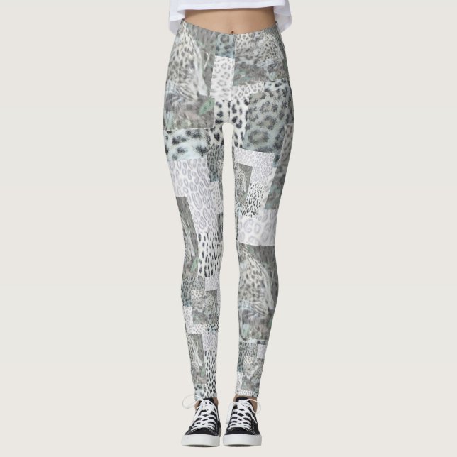 Legging Legenda de padrão de impressão do Leopard (Frente)