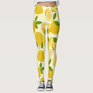 Legging Legenda de padrão de limão simples amarela