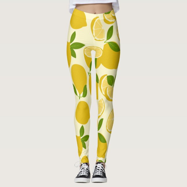 Legging Legenda de padrão de limão simples amarela (Frente)