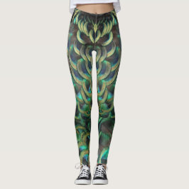 Legging Legenda de padrões de penas peacock indonésio
