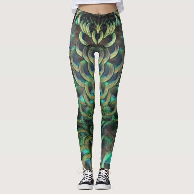 Legging Legenda de padrões de penas peacock indonésio (Frente)