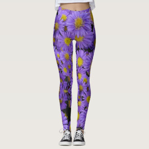 Legging Legenda do padrão de Michaelmas Daisy