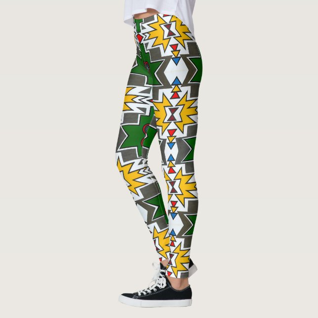 Legging Legenda do Workout Geométrico de Impressão Geométr (Esquerda)