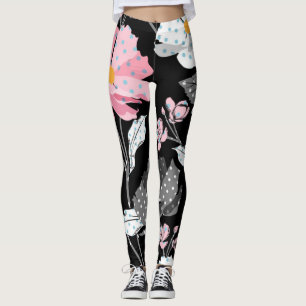 Legging Legenda Floral, Abstrato, Rosa Gordo, Preto