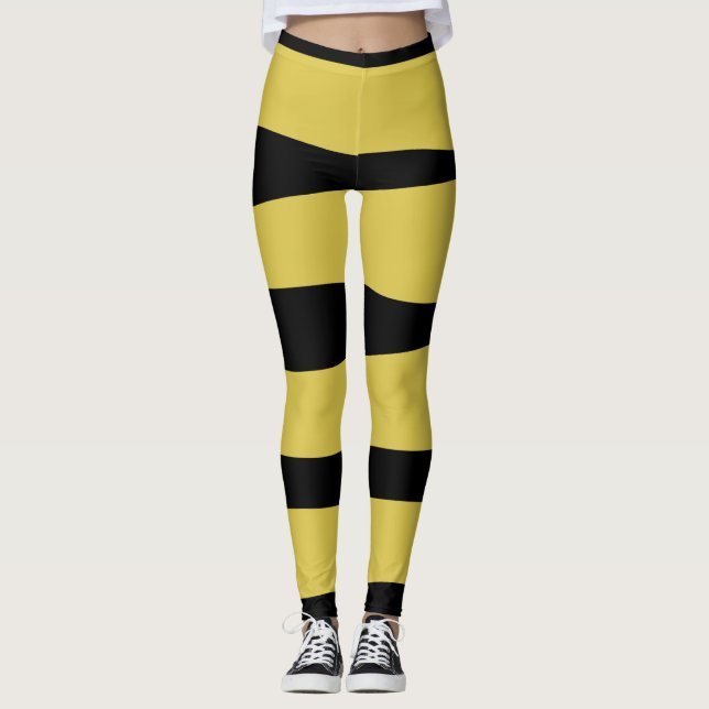 Legging Legenda listrada amarela e preta (Frente)