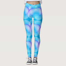 Legging Legenda padrão de bolhas de sabão gradiente azul d