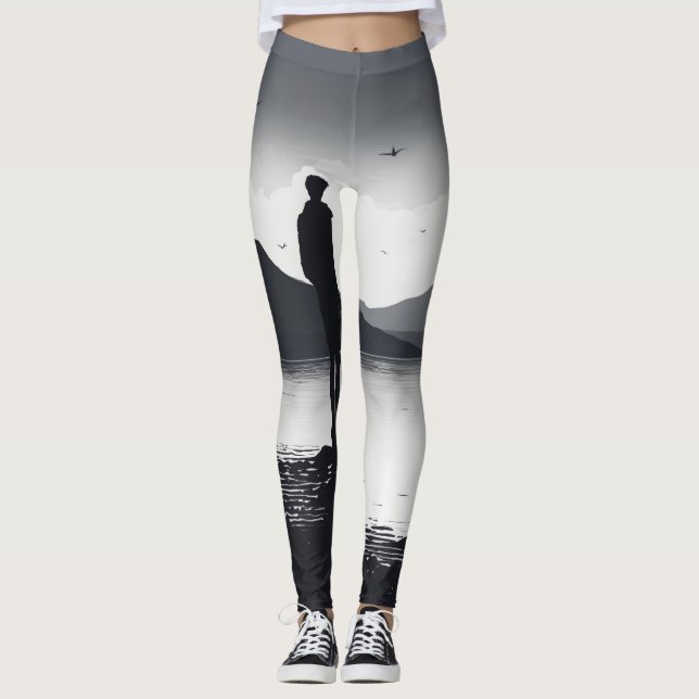 Legging legenda simples de impressão de pessoa d'une (Frente)