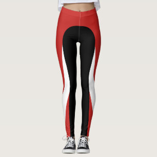 Legging Legendas de padrão vermelho/branco/vermelho/preto