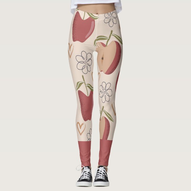 Legging legendas impressas calças de ioga borra de maçã (Frente)