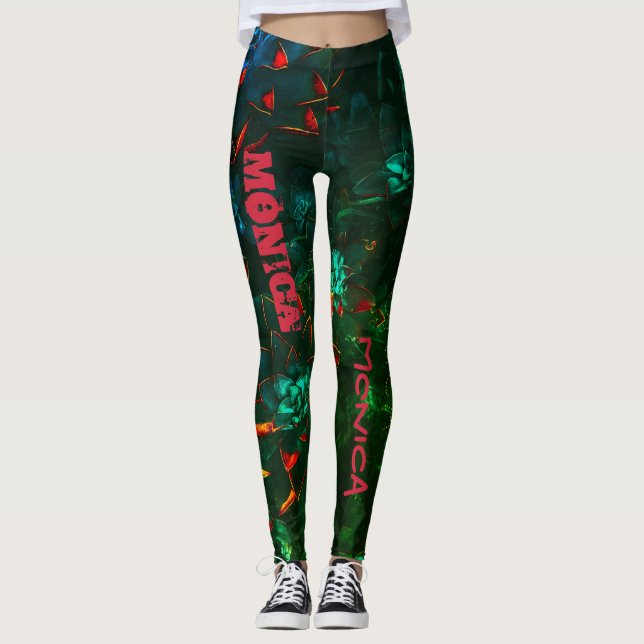 Legging Legendas Pretas de Nome Personalizado (Frente)