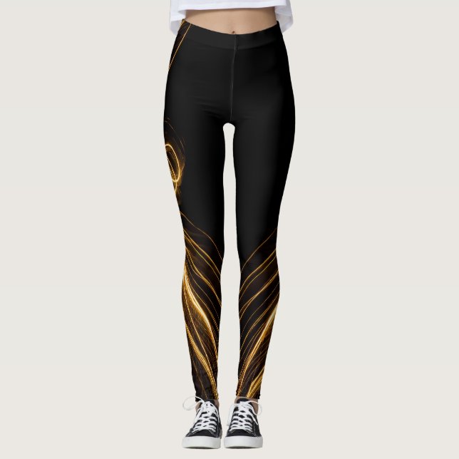 Legging Legendas pretas e Douradas "Elegância do Ouro" (Frente)