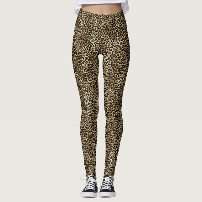 LEGGING LEGGENS ATIVAS DE IMPRESSÃO LEOPARD DOURADA LUXE (Frente)