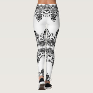 Legging Leggens brancas da rede de peixes pretas