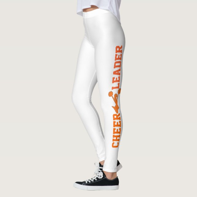 Legging Leggens brancas e laranja do Cheerleader (Esquerda)