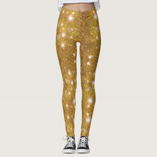 Legging Leggens Brilhantes Douradas Da Lingueira