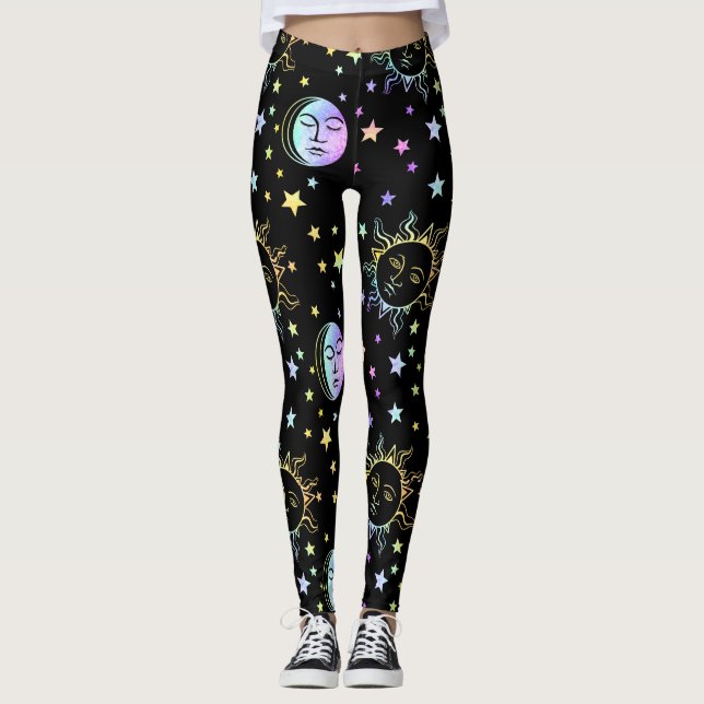 Legging Leggens celestiais do Sol e da Lua (Frente)