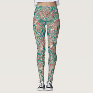 Legging Leggens ~ Conchas Turquesa Rosa ~