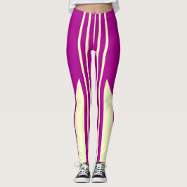 Legging Leggens cor-de-rosa e creme