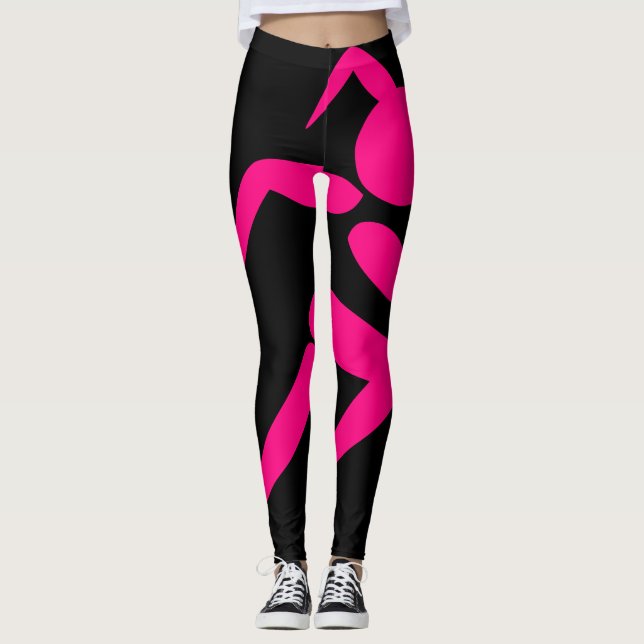Legging Leggens Cor-de-Rosa Preta (Frente)