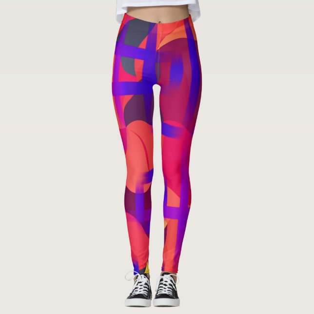 Legging Leggens Corantes Rosa E Vermelho (Frente)