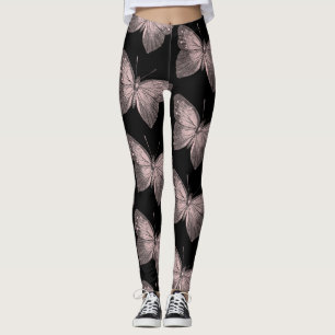 Legging Leggens da borboleta rosa e preta