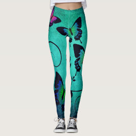 Legging Leggens da borboleta turquesa