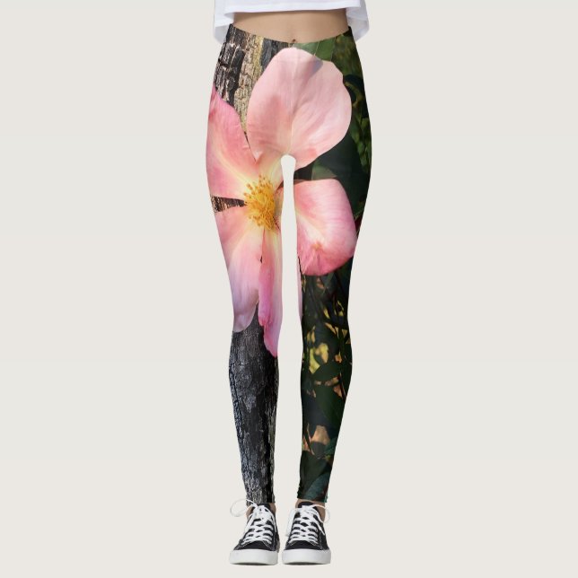 Legging Leggens da Natureza da Flor Rosa (Frente)