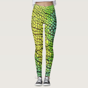 Legging Leggens da Pele Amarelo Chameleon Verde e Calças d