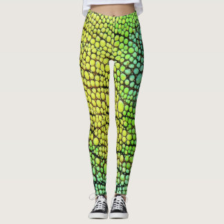 Legging Leggens da Pele Amarelo Chameleon Verde e Calças d