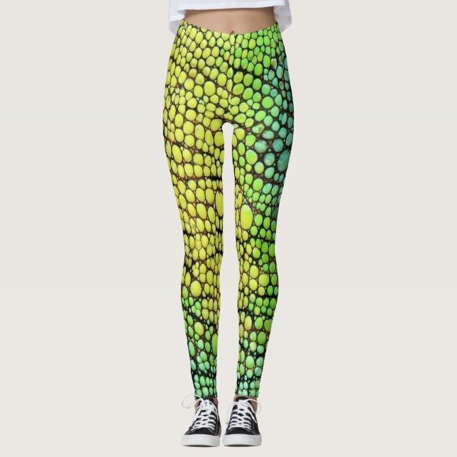 Legging Leggens da Pele Amarelo Chameleon Verde e Calças d (Frente)