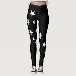 Legging Leggens das Estrelas Brancas, Pretas, Cutas