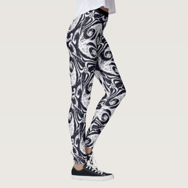 Legging Leggens de Abstrato preto e branco vívidas (Direita)