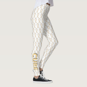 Legging Leggens de Anjo da Fita de Sensibilização Prata e 