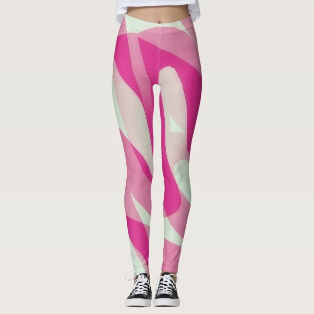Legging Leggens de Arte Rosa e Pastel (Frente)