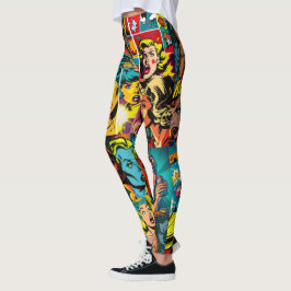 Legging Leggens de banda desenhada para pop