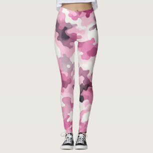 Legging Leggens de Camuflagem Rosa