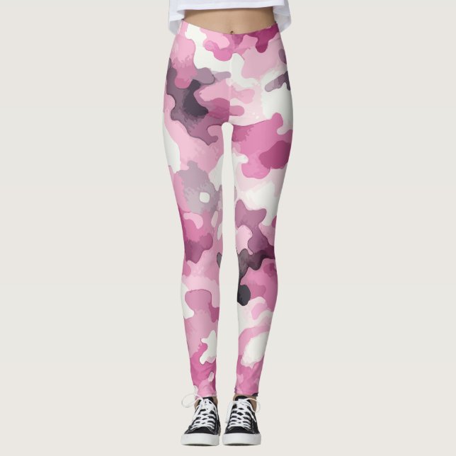 Legging Leggens de Camuflagem Rosa (Frente)